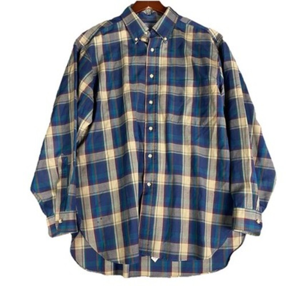 Vintage SIR PENDLETON Mens Tartan SHADOW PLAID Wool Shirt L‎ Green Blue USA 70's